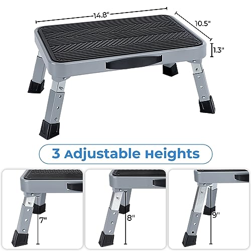TreeLen Height-Adjustable 7"- 9" Folding Step Stool with Non-Slip Platform 10" x 15" - Image 4