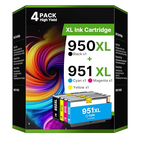 950XL 951XL Cartucce d'inchiostro per HP 950 951 XL Multipack Compatibili per HP Officejet Pro 8600 8610 8620 8100 8615 8630 8640 8660 8625 276dw 251dw 271dw (Nero Ciano Magenta Giallo, 4-Pack)