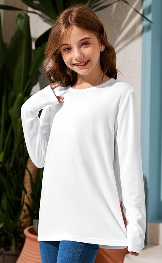 ZDC Girls Long Sleeve T Shirts Kids Crewneck Fall Winter Tops Basic Tees 5-14 Years - Image 3