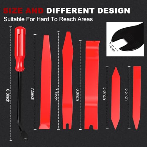 Image of 14PCS Auto Trim Removal Tool kit, Car Clip Removal Tools Kit No Scratch Plastic Pry Tool Door Panel Rivet Pliers Tool Kit,Interior Fastener Puller Set for Vehicle Dash Radio Audio Installer Red