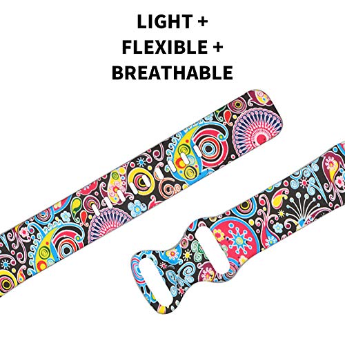 FunBand Compatible with Versa 3/ Versa 4/ Fitbit Sense Strap Bands,Floral Pattern Printed Soft Silicone Fitness Sports Replacement Wrist Strap Bracelet for Versa 3/ Versa 4/ Fitbit Sense Smart Watch - Image 4