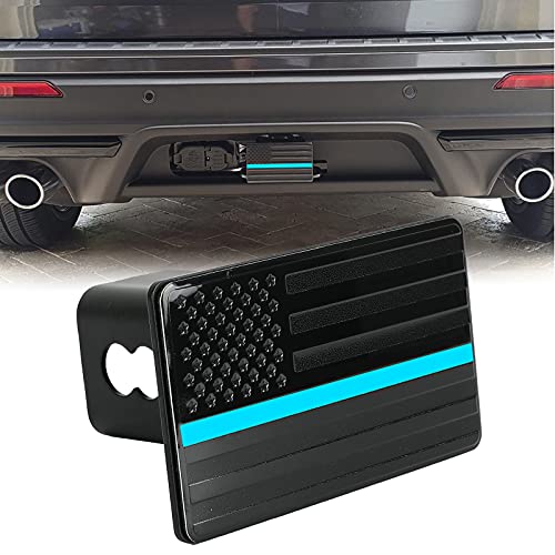 Winunite Trailer Hitch Cover With Locking Pin For 2" Inch Tow Rear Receivers Plug Cover Metal Guard For Cars Trucks Suv Black With Thin Blue Line #TOP1