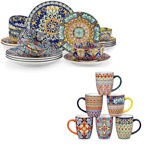 Image of vancasso 18 Pieces Dinnerware Sets,16 oz Coffee Mugs Set of 6