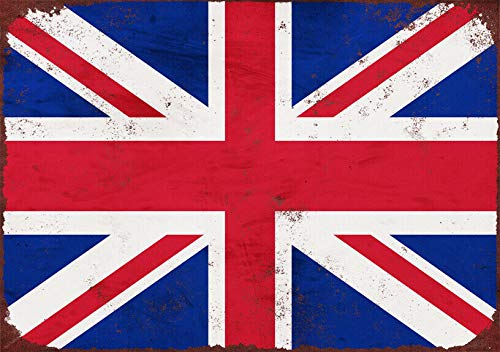 Kueprae A505 Union Jack Flag Metal Sign Vintage/Rusted Style Metal Wall Plaque,8X12 Inch