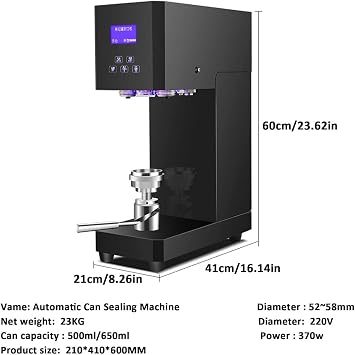 Semi Automatic Can Sealer Machine, 370W Commercial Automatic Cup Sealing Machine, Commercial Soda Can Sealer, Aluminum Plastic Tin Can Cup Can Sealer with Counter Black