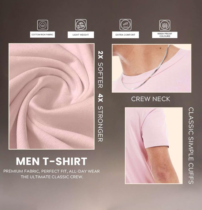 Image of Sleepynuts Men's Regular Fit Round Neck Half Sleeves Solid Casual Wear T-Shirt