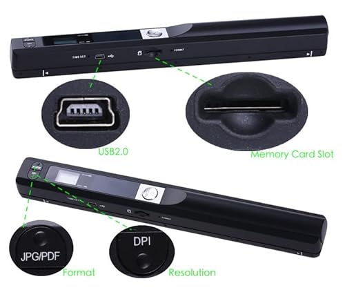 Portable Scanner, Handheld Photo Scanner, A4 Document Scanner For Picture Text Receipt Page In 300/600/900Dpi Jpg Pdf Format Hand Scanner Support Usb Transfer Micro Sd Card, No Driver #TOP5