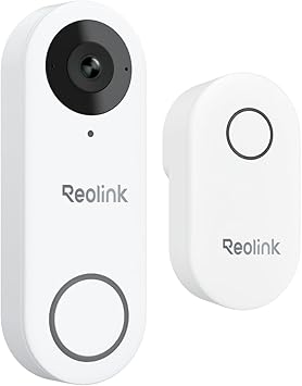 REOLINK 2K Video Doorbell Wi-Fi Camera with Chime, 34 Head-to-Toe View, 180View, 5/2.4 GHz Wi-Fi, 2-Way Talk, Person/Package Detection, Waterproof, Smart Alerts, Works NVRWired