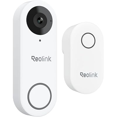 REOLINK 2K Video Doorbell Wi-Fi Camera with Chime, 3:4 Head-to-Toe View, 180°View, 5/2.4 GHz Wi-Fi, 2-Way Talk, Person/Package Detection, Waterproof, Smart Alerts, Works NVR(Wired)