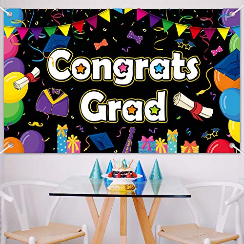 Preschool Graduation Party Decorations Backdrop Colorful Congrat Grad Banner For Kindergarten Class Of 2023 Party Signs Congratulations Grad Party Favor Supplies For Kids #TOP2