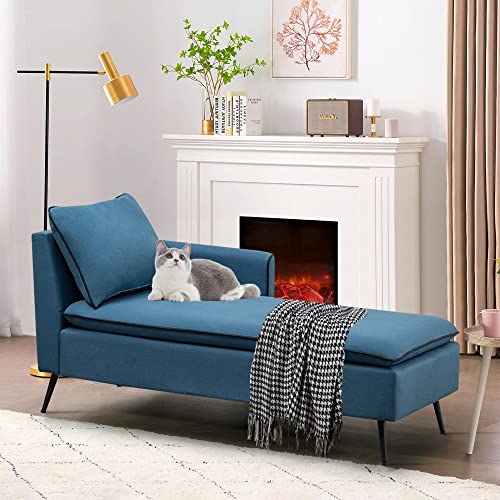 Shineboom Chaise Lounge Indoor,Lounge Chair For Bedroom Modern Upholstered Sofa Recliner Couch Lounge Chair With Arm For Sleeping For Living Room Bedroom Office (Blue) #TOP1