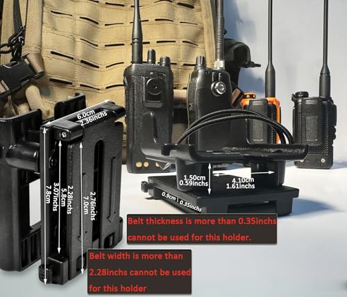 Image of HYS Heavy Duty Durable Plastic Walkie Talkie Belt Clip for Motorola APX Series Baofeng Cobra Midland Two Way Radios | Secure Waist & Backpack Mount for Outdoor Hiking Construction