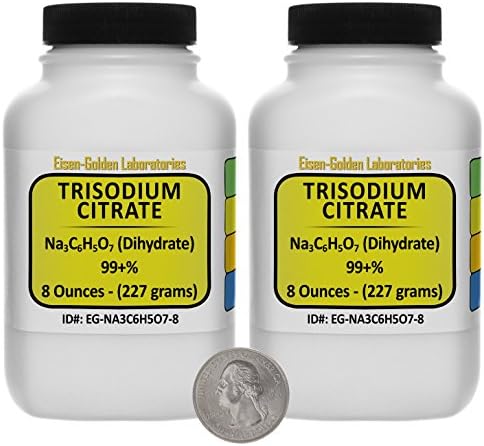 Trisodium Citrate [Na3C6H5O7] 99+% USP Grade Powder 1 Lb in Two Space-Saver Bottles USA