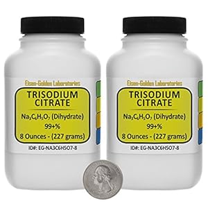 Trisodium Citrate [Na3C6H5O7] 99+% USP Grade Powder 1 Lb in Two Space-Saver Bottles USA