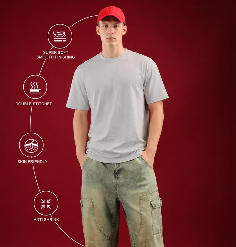 Image of Sleepynuts Men's Regular Fit Round Neck Half Sleeves Solid Casual Wear T-Shirt