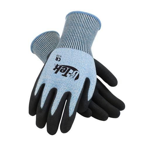 PIP 16-330/L G-Tek PolyKor SE Amless Knit Blended Glove with Micro-Surface Grip, L Size, Nitrile, Black (Pack of 12)
