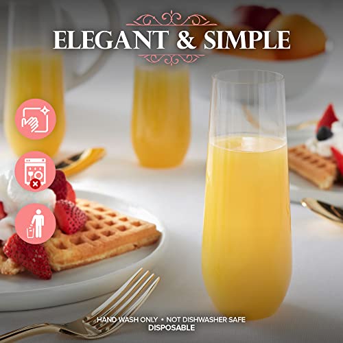 Stock Your Home Plastic Champagne Flutes Disposable, Unbreakable Stemless Mimosa Glasses Bulk For Brunch, Clear Cocktail Cups For Parties, Wine, Wedding Toast, Bridal Shower, 9 Ounce (12 Pack) #TOP4