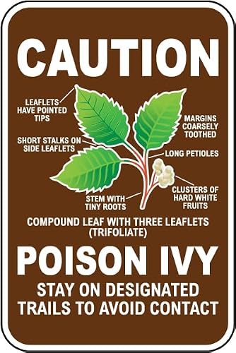 Caution Poison Ivy Sign Property/Security Recreation Signs Park and Campground Trail Metal Tin 8 x 12 Inch for Home or Work