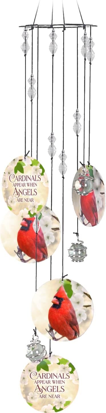 Spoontiques Cardinal Memorial Wind Chime - Outdoor Garden Décor - Decorative Chimes for Yard, Garden, Backyard and Patio Decoration