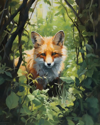 Cross-Stitch Stamped Kits, Fox trots Through The Brush, Needlepoint Counted Cross Kits for Beginners, Embroidery Kits Arts and Crafts for Home Decor(11CT No Frame,16x20 inch)