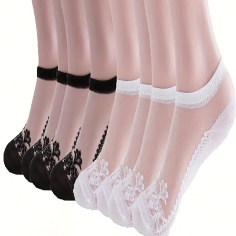 8 Pairs of Thin, Breathable, Transparent Vintage Floral Invisible Boat Socks For Spring And Summer