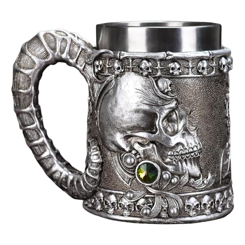 Boccale da birra in acciaio inossidabile – Bicchieri isolati riutilizzabili con manico | Novità Stein per campeggio, Halloween, compleanno, casa, tè, latte, feste all'aperto, bar, picnic, regali