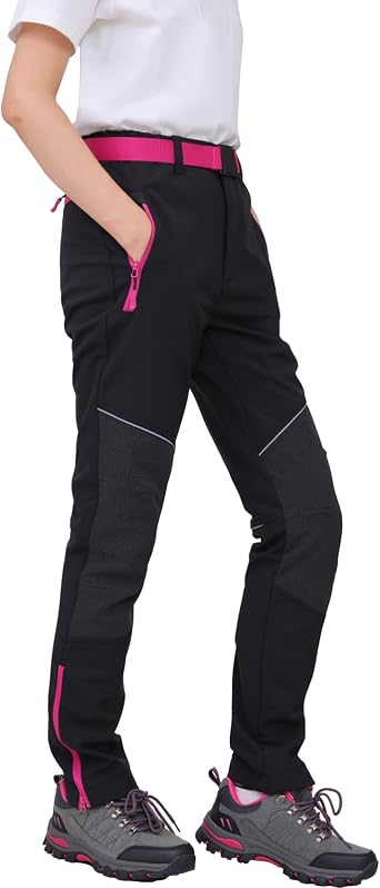 WORK IDEA Damen Outdoor-Hose aus wasserabweisendem Softshell-Material w rmendem Futter elastischem Taillenbund f r komfortable und Flexible Passform   Ideal f r Wandern und Outdoor-Aktivit ten