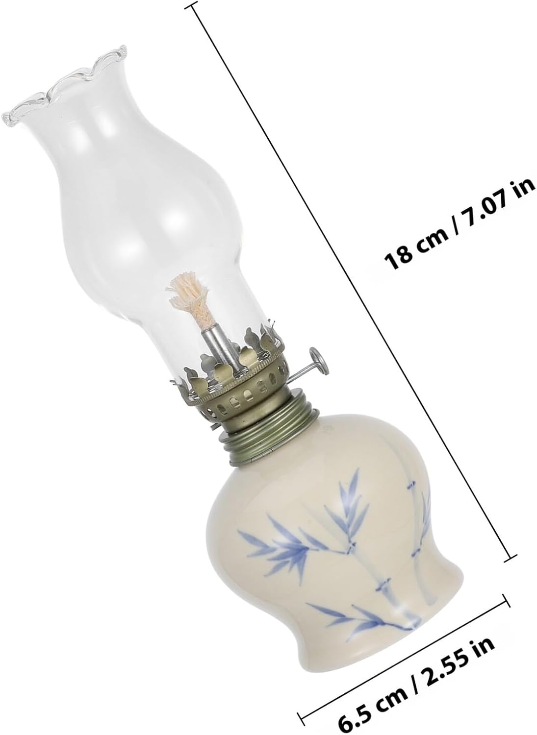 Ipetboom Vintage Ceramic Oil Lamp with Glass Kerosene Lantern for Indoor and Outdoor Use Refillable Rustic Tabletop Decor for Emergency Lighting and Cozy Ambiance