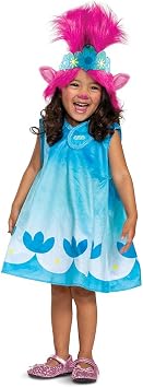 Disguise Trolls Poppy Costume, Trolls World Tour Poppy Rainbow Costume Outfit, Classic Toddlers Size Character Dress with Hair, Size Small (2T)