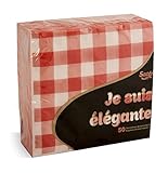Paquetes de 50 unidades Saten deLuxe\"Soy elegante\", Servilleta 40x40, Airlaid, pliegue 1/4, 50 servilletas, Vichy Rojo