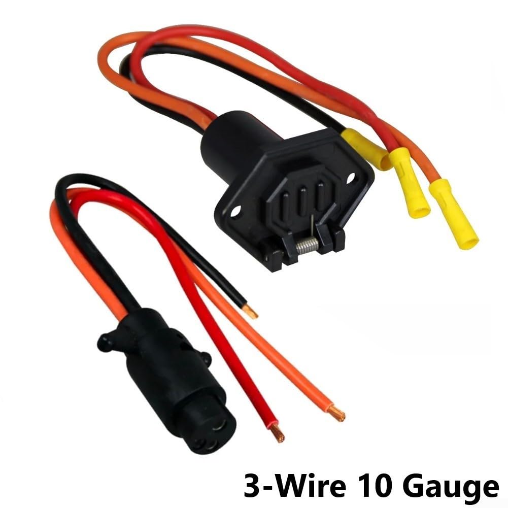 Ensemble de prises de moteur à la traîne robuste 12-24 V 10 AWG 3 fils - Prise mâle et femelle - Prise étanche pour bateau - Équipement électrique marin