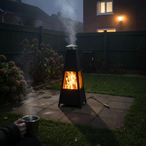 GARDEBRUK Pyramid Patio Heater with Lockable Door and Poker Black - Image 2