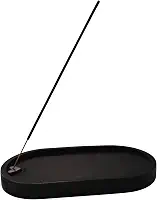 Suporte para Incenso em gesso impermeabilizado Base Oval Preta, Estilo Minimalista