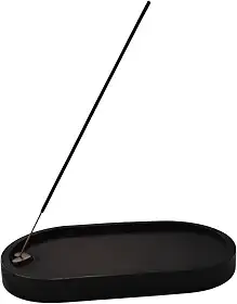 Suporte para Incenso em gesso impermeabilizado Base Oval Preta, Estilo Minimalista
