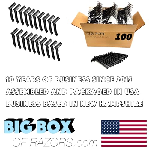 100 Count Black Twin-Blade Disposable Razors with Fixed Head