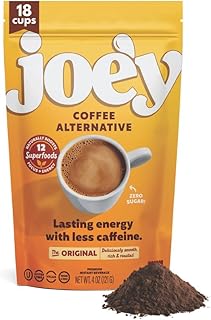 Joey Mushroom Coffee Alternative with Cacao Dandelion Root, and Chicory, Instant Mushroom Coffee Substitute with Superfoods, Vegan Gluten-Free Energy Drink for Focus and Calm, 18 Servings