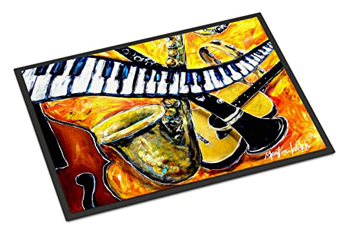 Caroline's Treasures MW1267MAT All That Jazz Doormat 18x27 Front Door Mat Indoor Outdoor Rugs for Entryway, Non Slip Washable Low Pile, 18H X 27W