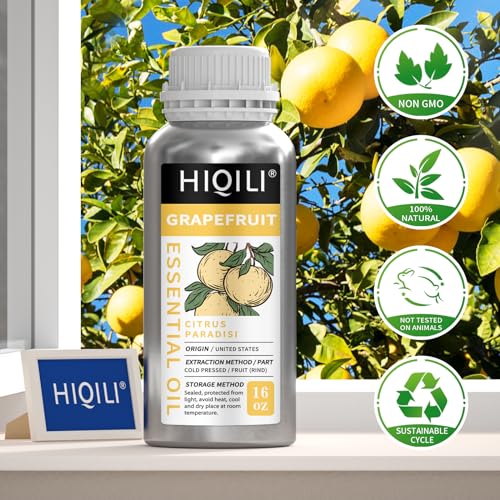 Image of HIQILI 16 Fl Oz Grapefruit Essential Oil, for Diffuser, Skin Care, 100% Pure and Natural