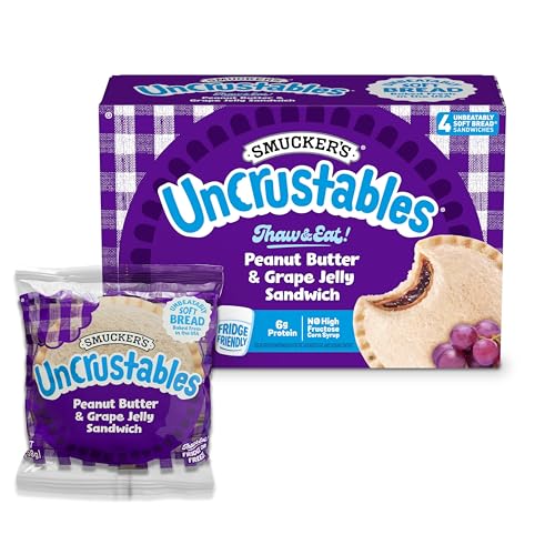 Smucker’s Uncrustables Peanut Butter & Grape Jelly Sandwiches, 4 Count,