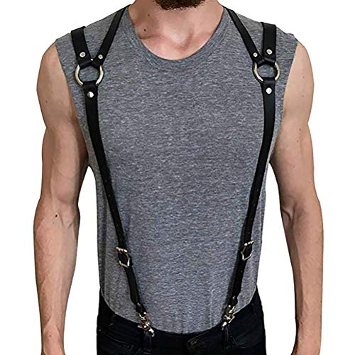 Body chest harness punk adjustable faux leather belt with buckles…