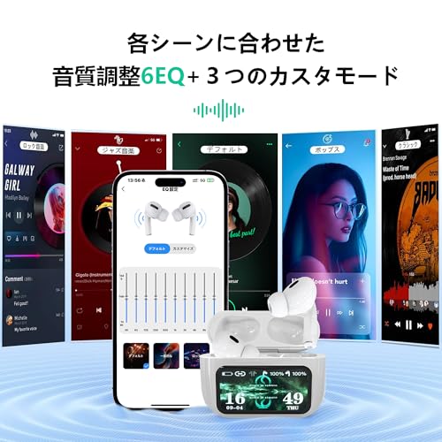 ONES MusPlayE Ai イヤホン Bluetooth ワイヤレスイヤホン【多機能タッチスクリーン・AI機能対応】マートタッチディスプレイ搭載 AI通訳 ブルートゥース APP連携機能 ANCノイズキャンセリング 低遅延 自動ペアリング マイク 片耳・両耳 小型・軽量 ゲームモード Type-C充電 iPhone・Android・Pad適用 スポーツ・通勤・通学・WEB会議 日本語対応