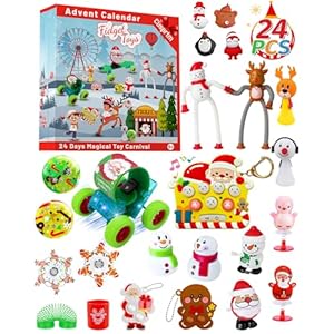 fidget advent calendar 2025 for kids magical carnival christmas countdown with transforming light up car & electronic whack a mole, 24 high playability surprise toys for boys & girls