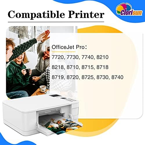 Clorisun 953XL Ink Cartridges Multipack for HP 953XL 953 XL Ink HP953 for HP OfficeJet Pro 7720 7740 8710 8720 8715 8210 8728 8725 8218 8718 8730 8740 7730 Printer Black Cyan Magenta Yellow (4 Pack