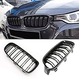 TOOWGM 1 Paar Hochglanzschwarz Doppellamellen Front-Kühlergrill Nierengitter Komplettsatz für Auto-Tuning Für BMW 3-Series F30 F31 F35 2012-2017