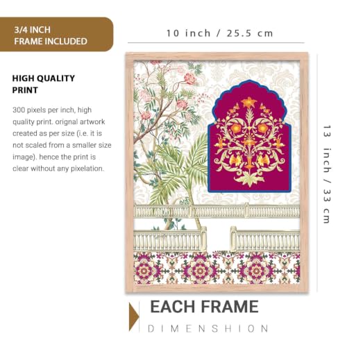 Image of KOTART Aesthetic Traditional Indian Wall Art Madhubani Paintings for Living Room | Pichwai Art Painting for Wall Decoration | Framed Painting for Home Room Bedroom Office Decor | Poster With frames | Paintings For Home Decoration | Indian Decor Frames | set of 6 (A)
