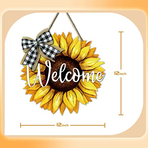 Summer Door Sign Sunflower Welcome Door Hanger Vintage Door Sign Front For Door Decoration Wreaths Decorations Door Hanging Farmhouse Porch Wall Outdoor 12"X12"… #TOP2