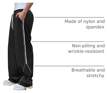 Susclude Mens Casual Baggy Track Pants Wide Leg Sweatpants Workout Lounge