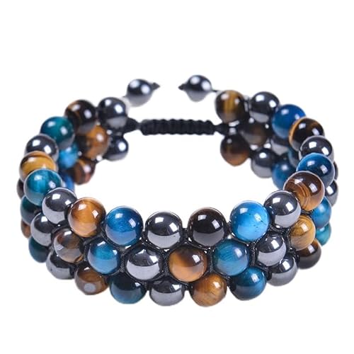 [FPHTXEUNZTJ] 8mm Tiger Eye Stone Bracelet Men Women Natural Energy Stone Essential Oil Black Onyx Hematite Beads Bracelet Adjus