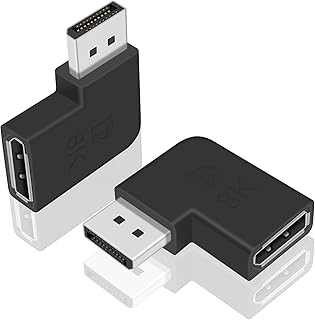 Poyiccot 90 Degree Displayport Cable Adapter Converter, 8K DP 1.4 Male to DP Female Extension Adapter, Left Angled DP Displayport Adapter, 2 Pack