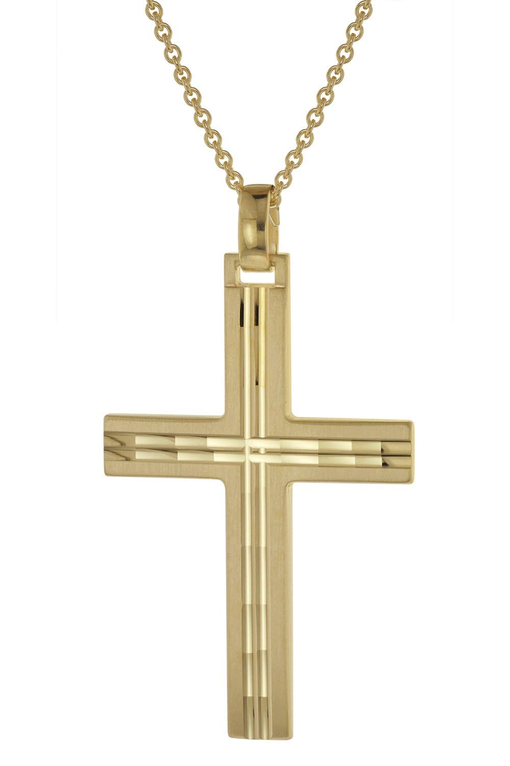 trendor Herren-Halskette mit Kreuz-Anhänger Gold auf Silber 39022